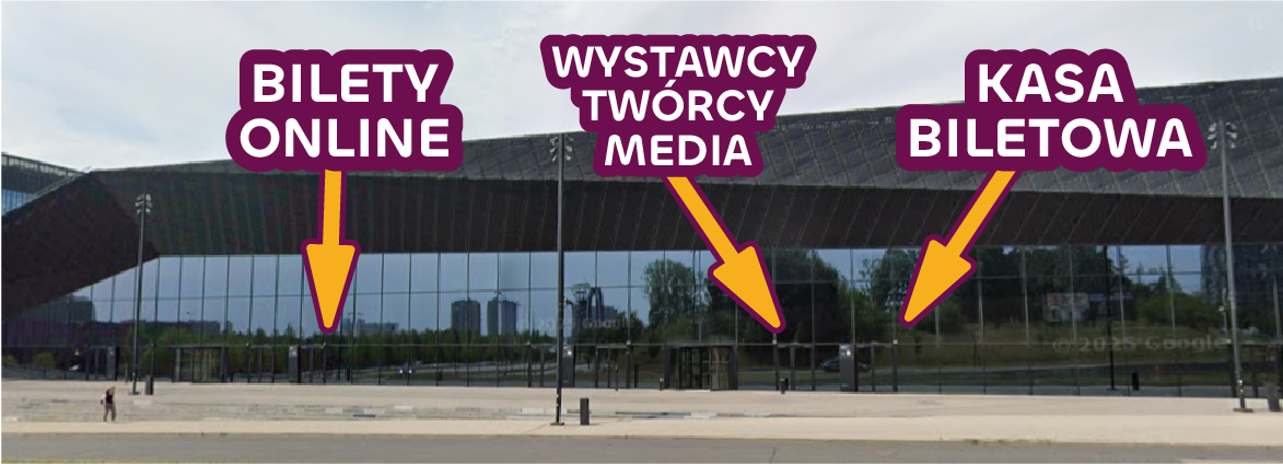 Zdjęcie wejścia do MCK z oznaczeniem kas